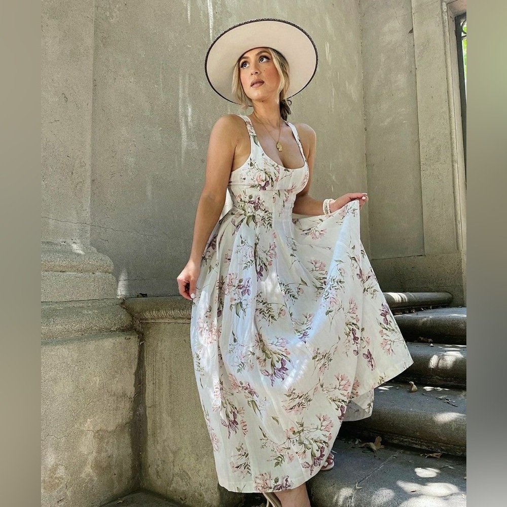 Brock Collection x H&M Linen & lyocell Blend Floral Sleeveless Maxi Dres…